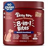 Zesty Paws Dog Multivitamin, Chewable Dog Vitamins and Supplements for Hip & Joints, Skin & Coat, Omega 3 Fish Oil for Dogs- Senior & Puppy Multivitamin - Bison- 90ct