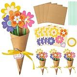 BeYumi Flower Bouquet Craft Kit - 24Pcs Mother's Day Flower Bouquet Craft for Kids Make Your Own Bunch of Flowers Teacher Appreciation Week DIY Thankful Gift Set School Classroom Home Fun Activities