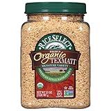 RiceSelect Organic Texmati Brown Basmati Rice, Premium Non-GMO Gluten-Free Long-Grain Brown Rice, 32-Ounce Jar