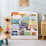 TOETOL 5-Tier Kids Bookshelf - Toddler Book Display Shelves for Classrooms, Playrooms, and Nursery - Wooden Children Book Rack (White)