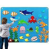 Craftstory Ocean Felt Board Story Set for Toddlers Children Under The Sea 3.5 Feet Flannel-Stories Shark Octopus Toys Wall Activity Storytelling Teaching
