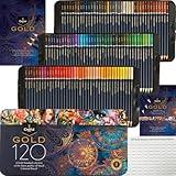 Castle Art Supplies Gold Standard 120 Colouring Pencils Set | Quality Oil-based Coloured Cores Stay Sharper, Tougher Against Breakage | For Adult Artists, Colourists | In Presentation Tin Box