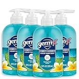Germ-X Antibacterial Hand Soap, Moisturizing Liquid Hand Wash for Kitchen or Bathroom, pH Balanced & Dermatologist Tested, Back to School Supplies, Spring Rain, 12 oz Pump Bottle (Pack of 4)