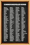 Common Misspelled Words Classroom Spelling Chart Poster Writing Reference Educational Grammar English Class Chalkboard Style Sight Words For High School Cool Wall Art Print Poster 16x24