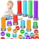 LIWIN LET'S GO! 2-in-1 Montessori Counting & Stacking Toys for Toddlers Ages 1-5 Autism Sensory Toys for Kids Preschool Educational Spinning Learning Games Birthday Gifts for Boys Girls 1-5 Year Old