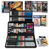 KALOUR 154PCS Artists Art Supplies - Drawing Kit with 6 Sketchbook,Tutorial,Coloring Paper - Graphite,Colored, Charcoal, Watercolor & Metallic Pencils - for Artists and Beginners