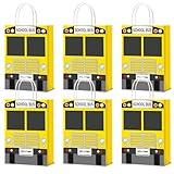 ojustbeok 24Pcs School Bus Goodie Bag School Bus Gift Snacks Candy Party Favors Bags with Handles Yellow School Bus Party Treat Bags for Kids Welcome Back to School Birthday Baby Shower Supplies