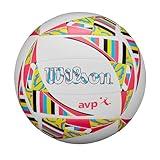 WILSON AVP Movement Volleyball - Official Size, Pink/Yellow/Blue
