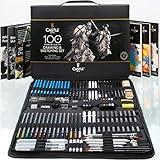 Castle Art Supplies 100 Piece Drawing & Sketching Set | Graphite, Charcoal, Pastel, Metallic Pencils + More for Professional and Adult Artists
