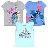 Disney Lilo & Stitch Big Girls 3 Pack T-Shirts Gray/Blue 10-12