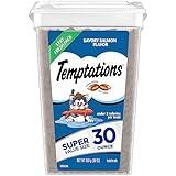 Temptations Classic Crunchy and Soft Cat Treats, Savory Salmon Flavor, 30 oz. Tub