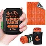 Guijinga Emergency Blankets for Survival, 2-Pack/4-Pack Space Blankets, Gigantic & Extremely Thick Mylar Blankets, Suitable for Outdoor Survival, Camping, and Hiking