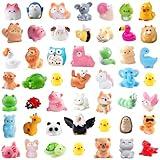DIYDEC 50pcs Mini Resin Animal 50 Styles Tiny Resin Animals Miniature to Hide Little Small Animal Figures Bulk for Holiday Party Favors Bag Fillers Garden Dollhouse Crafts Decor