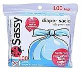 Sassy 100 Count Disposable Diaper Sacks, Powder Scented, 4-25 Sacks per Roll, Easy-to-Tie, Diaper Disposal or Pet Waste Bags
