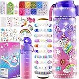 Gifts for Girls 4-12, Decorate Your Own Water Bottle Kits for Girls, Unicorn Diamond Painting Toys & Friendship Bracelet Kit, Fun Arts Crafts for Kids Ages 4-6-8-10, Birthday Gifts Toys for Kids