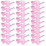 PLULON 25 Pairs Heart Sunglasses for Women Pink Heart Glasses Valentine's Day Rimless Shaped Sunglasses Candy Color Fun Glasses for Party Favor (Pink)