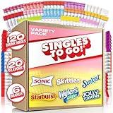 Singles To Go! 120ct Bulk Variety Pack - 20 Different Flavors from Skittles, Sonic, Sunkist, Starburst and More - Sugar Free Drink Mix Packets - Sugar Free Water Flavoring Packets