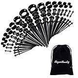 50 Pieces Ear Stretching Kit 14G-00G by JieyueJewelry - Acrylic Tapers and Plugs + Silicone Tunnels - Ear Gauges Expander Set Body Jewelry (Black)