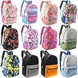 24-Pack 17" School Backpacks for Kids - Backpacks in Bulk for Elementary, Middle, and High School Students, 24 Assorted Colors