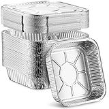 MontoPack 8” Disposable Aluminum Foil Square Baking Pans | 8 x 8 Cake Pan Tin for Broiling, Toaster Oven, Meal Prep, Roasting, Take Out | 20 Pack (8" X 8" With Lids)