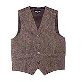 Born to Love Vest for Baby Toddler Kids Ring Bearer Pageboy Wedding Formal Herringbone Outfit Tan and Brown, 12 to 24 Months