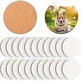 Ziliny 24 Pcs Sublimation Coasters 4 x 4 Inch Hardboard Coaster Cork and MDF Blank Coasters Sublimation Car Coasters Heat Press Parts Accessories for Kitchen Drink Ornaments (Round)