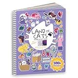 Land of Cats Sticker + Coloring Book (300+ Cat Stickers for Kids & 8 Scenes) by Cupkin, Side by Side Activity Book Design, Cat Sticker Books Kids Ages 4-8, Also Great for Older Boys & Girls