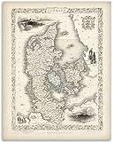 Map of Denmark - Vintage Cartography for Antique Enthusiast & History Buff-11x14 Unframed Poster-Topography, Geographic Exploration, & Nautical Charm-Map Collector Library, Study, or Living Room Décor