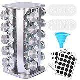 KALINCO Revolving Spice Organizer - 20-Jar Spice Carousel Tower - Cabinet Spice Rack