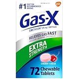 Gas-X Extra Strength Chewable Gas Relief Tablets with Simethicone 125 mg for Bloating Relief, Cherry - 72 Count