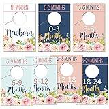 Baby Closet Size Dividers, Floral Closet Organizer for Girl, Nursery Wardrobe Divider Hangers to Arrange Clothes By Size or Age, Newborn Shower Gift, 0-24 Months