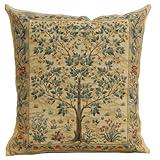 Charlotte Home Furnishings Throw Pillow Covers, Decorative Boho Pillow Covers for Couch, Light Tree of Life Square Cushion Cases 18x18 in, European Cotton Jacquard Woven for Cozy Bedroom Decor