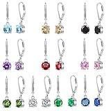 10 Pairs Silver Small Hoop Earrings with CZ Charm for Women-Flawless Cubic Zirconia LeverBack Drop Earrings for Women (10 pairs -CZ)