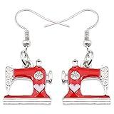 NEWEI Cute Sewing Machine Earrings Fashion Sewing Tools Jewelry For Women Gift Decoration Charms (Red)
