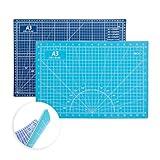 TCAIRG Self Healing Cutting Mat 18"x12" Non-Slip PVC Double Sided 5-Ply A3 Art Craft Rotating Mat,Sewing Crafts Hobby Fabric Precision Scrapbooking Project(Blue/Light blue)