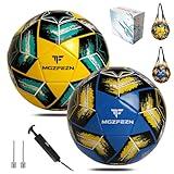 MGZFEZN Youth Soccer Ball Size 4, Kids Outdoor Play Game Training Practice Soccer Ball for Teen Boy Girl Indoor Outdoor with 1 Pump 1 Net Bag and 1 Gift Box(2 Pcs)