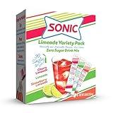 Sonic Singles To Go Limeade Variety Pack, Watertok Powdered Drink Mix, Includes 3 Flavors, Limeade, Cherry Limeade, Strawberry Limeade, 1 Box (30 Servings)