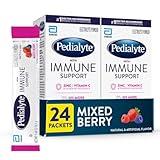 Pedialyte with Immune Support, Electrolyte Drink Powder with Vitamin C and Zinc, Advanced Hydration, Mixed Berry, 24 Powder Packets