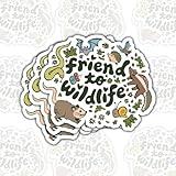 (3 Pcs) Friend to Wildlife Sticker, Nature Biology Stickers, Cute Wildlife Animal Friends Sticker, Waterproof Vinyl Decal for Laptop, Water Bottles, Phone, Notebook, Car, Window 3"x3"
