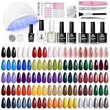 Beetles Gel Nail Polish Kit with U V Light, 68 Pcs 45 Colors Spring Summer Gel Polish Set Soak Off Manicure Tools Nail Red Green Nude Purple Gel Kit Gifts for Women