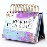 Reach Your Goals Daily Desk Calendar - Motivational Gift and Positive Affirmations for Women - Perpetual Calendar, Cute Office Decor, Gratitude and Self Care Gifts for Women, Inspirational Desk Accessories