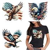 3 Sheets Independence Day Iron on Transfers, Heat Transfer Vinyl Eagle Iron on Decals for T Shirts USA Flag Patches Iron On Stickers for Bag Clothes Pillow Covers DIY Decorations