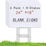 Mejor Conocido 6 Pack 24"x18" White Blank Lawn Yard Signs Corrugated Plastic Sheet with Durable H-stakes for Promotion Opening Business Garage Rent House Sale Presidential Campaign