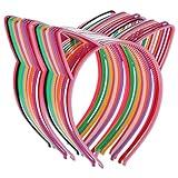 Tbestmax 24 Cat Ear Headbands Plastic Hairbands Hair Hoops Party Costume Daily Decorations Bunny Cat Bow Headwear Accessories for Women Girls Daily Wearing and Party Decoration