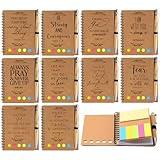 Kosiz 20 Pcs/ 10 Set Christian Fathers Day Gift for Church Bulk Prayer Bible Verse Pen Religious Spiral Notebook with Sticky Notes for Study Group Member Teacher Sunday School Graduate Gift (Kraft)