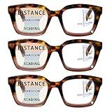HIYANJN 3 Pack Progressive Multifocal Reading Glasses for Women Men Oprah style Blue Light Blocking Spring Hinger Readers