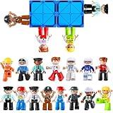 Large Magnetic People Figures for Kids-15pcs,3”Community Helpers Toys People Set Perfect for Magnetic Tiles Building Blocks for Toddlers Boys Girls Ages 3 4 5 6 7+,Creative Magnet Toys Expansion Pack