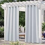 NICETOWN Exterior Winter White Outdoor Curtain for Patio Waterproof, Thermal Insulated Stainless Steel Grommet Durable Outside Vertical Drape for Yard Party/Picnic, 1 Panel, W52 x L95