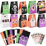 JOYIN 60 PCS Halloween Treat Bags, Goodie and Candy Bags with Stickers Party Supplies Trick or Treat for Kids Halloween Party Favors Exchange, Holiday Pastries Supplies