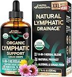 USDA Organic Lymphatic Drainage Supplement - Echinacea | Elderberry | Dandelion | Rosehip | Cleavers | Calendula | Burdock - Made in USA - Lymph System Drops - Immune Support, Cleanse & Detox, 4 fl oz